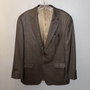 Ralph Lauren Silk Wool Beige Olive Men's 42R Houndstooth Blazer Sport Jacket